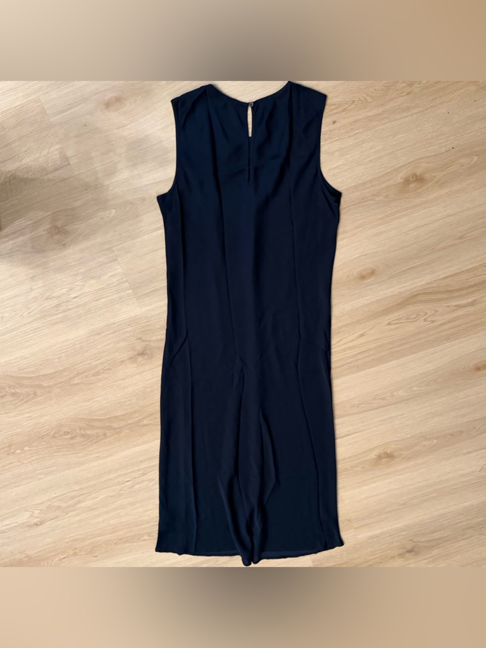 Quince Washable Stretch Silk Tank Midi Dress Sz L Navy Blue - Picture 3 of 4